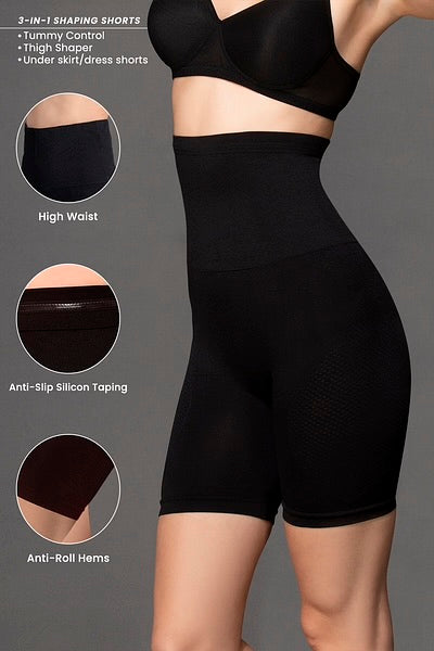 High-Waist Seamless Body Shaper Shorts for Tummy, Waist & Thigh Control